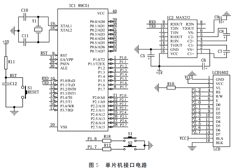 稱重傳感器單片機(jī)接口電路圖